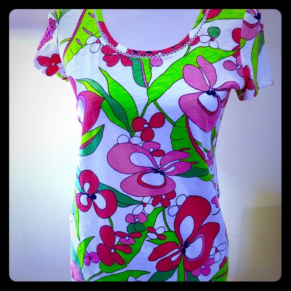 Talbot's Pink and Green floral Top